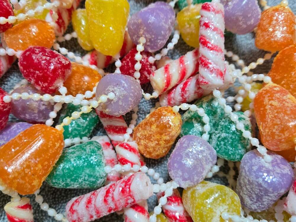 Vintage Christmas Sugared Gum Drop Candy Garland 24 Feet Holiday Decoration